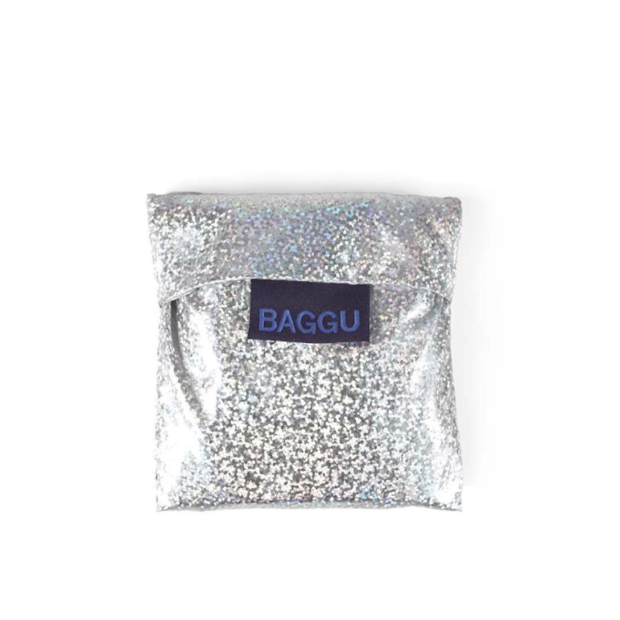 BAGGU バグー エコバッグ BABY リサイクル ナイロン メタリック ホログラム (日本限定モデル) 2023年 新色 シルバー ベビー 洗濯可能 折り畳み コンパクト 軽… | BAGGU | 05