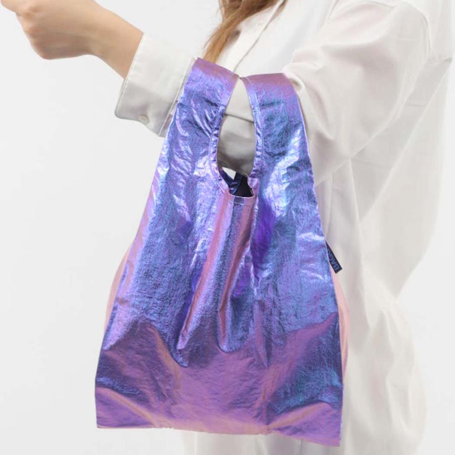 BAGGU バグー エコバッグ BABY 100%リサイクルナイロン - メタリック オーロラ (日本限定モデル) 2023年 新色 パープル ベビー 洗濯可能 折り畳み コンパクト … | ohrora | 02