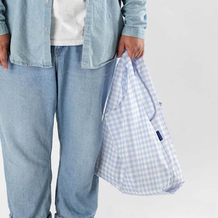 BAGGU バグー エコバッグ STANDARD リサイクル ナイロン ライトブルー ギンガム チェック 2023年 新色 青 柄 洗濯可能 折り畳み コンパクト 軽量 大容量 レジ… | BAGGU | 02