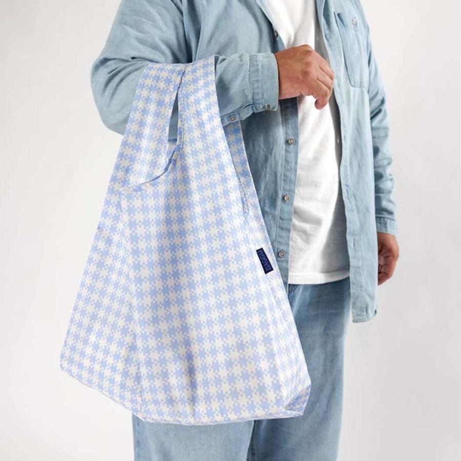BAGGU バグー エコバッグ STANDARD リサイクル ナイロン ライトブルー ギンガム チェック 2023年 新色 青 柄 洗濯可能 折り畳み コンパクト 軽量 大容量 レジ… | BAGGU | 03