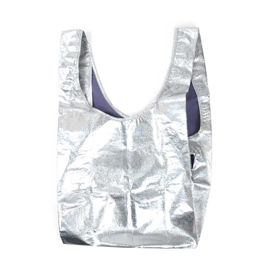 BAGGU バグー エコバッグ STANDARD メタリック ホログラム 日本限定モデル 2023年 新色 シルバー ホロ ショルダー 洗濯可 折り畳み コンパクト 軽量 大容量 レ… | BAGGU