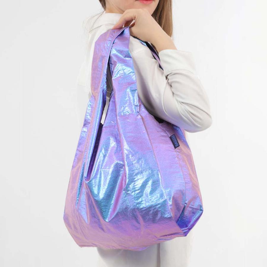 BAGGU バグー エコバッグ STANDARD メタリック オーロラ 日本限定モデル 2023年 新色 パープル ホロ ショルダー 洗濯可能 折り畳み コンパクト 軽量 大容量 レ… | ohrora | 02