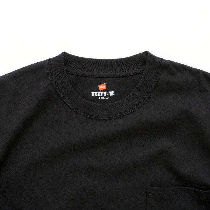 Hanes ヘインズ / BEEFY-T ビーフィー 長袖ポケットTシャツ ブラック #090 H5196 黒 | Hanes | 02