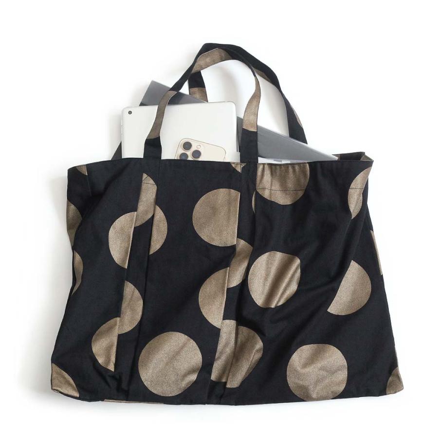 SEASIDE FREERIDE シーサイドフリーライド 09-B11-SFR433CVP AMR BAG アシンメトリー ドット トートバッグ ベージュ×ブラック コットン バッグ トート A4 大… | seaside freeride | 06
