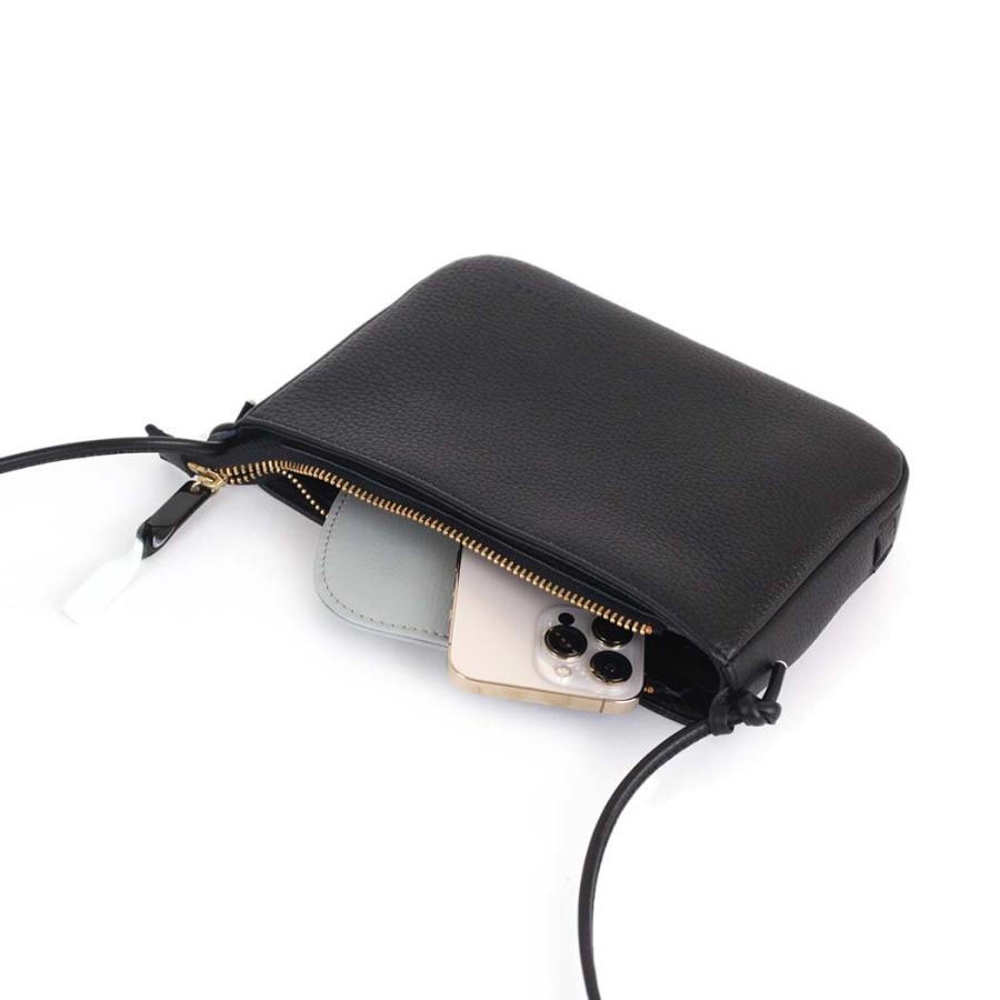 Sarah mu サラミュー BN-007 BK 横 サコッシュ ブラック レディース ショルダー バッグ レザー 本革 日本製 黒 無地 斜め掛け 鞄 ミニバッグ | M_ | 01