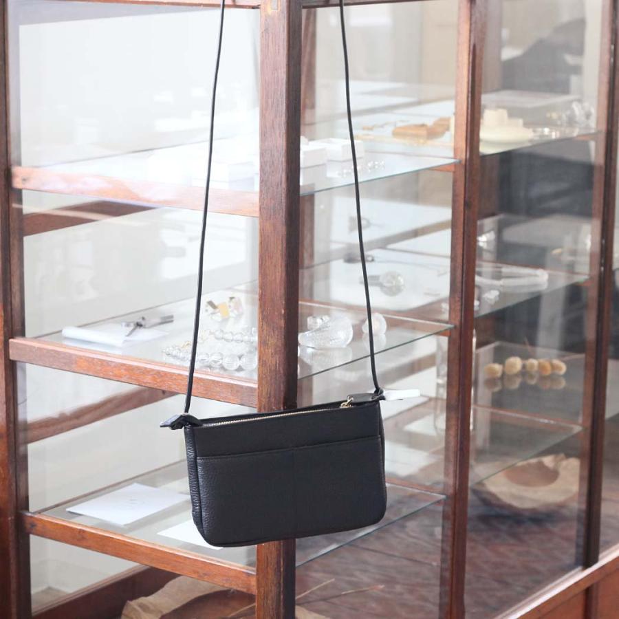 Sarah mu サラミュー BN-007 BK 横 サコッシュ ブラック レディース ショルダー バッグ レザー 本革 日本製 黒 無地 斜め掛け 鞄 ミニバッグ | M_ | 08