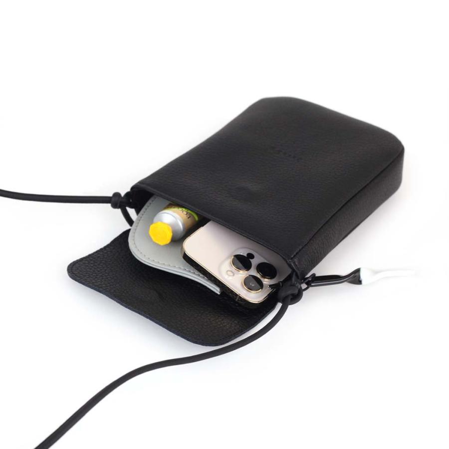 Sarah mu サラミュー BN-008 BK 縦 サコッシュ ブラック レディース ショルダー バッグ レザー 本革 日本製 黒 無地 斜め掛け 鞄 ミニバッグ | M_ | 03