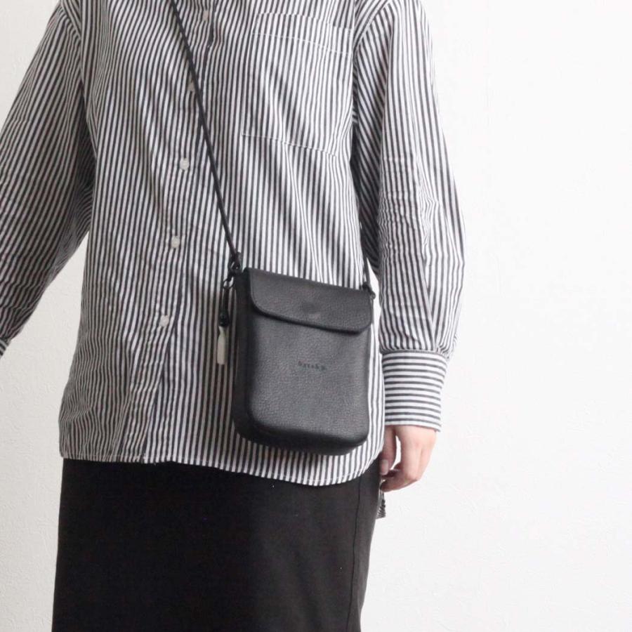 Sarah mu サラミュー BN-008 BK 縦 サコッシュ ブラック レディース ショルダー バッグ レザー 本革 日本製 黒 無地 斜め掛け 鞄 ミニバッグ | M_ | 07