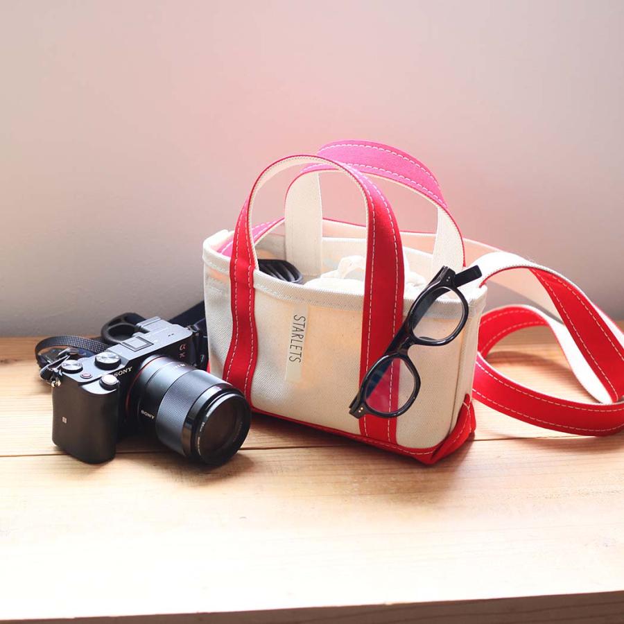 STARLETS スターレッツ S2201SS ショルダー付き ミニ トートバッグ キナリ × レッド ミニバッグ キャンバス トート ショルダー バッグ 鞄 レディース 小さい … | STARLETS