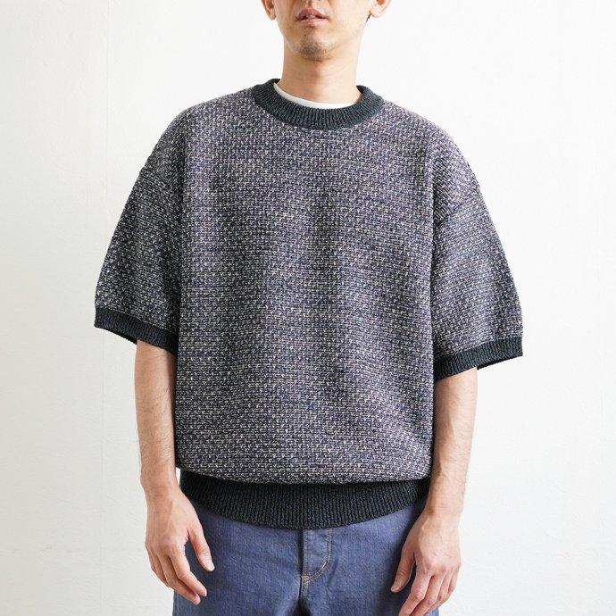 reverve / RV23S001 - NAVY MIX 半袖ミックスニットプルオーバー ネイビー | crepuscule | 04