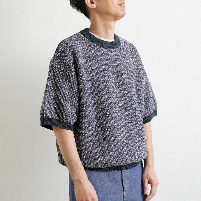 reverve / RV23S001 - NAVY MIX 半袖ミックスニットプルオーバー ネイビー | crepuscule | 05