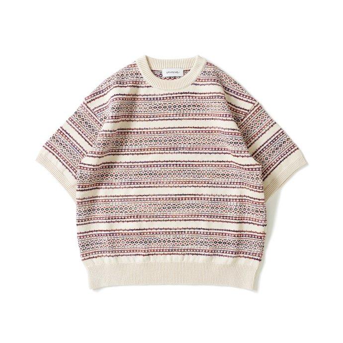 reverve / RV23S002 - IVORY 半袖コットンフェアアイルニットプルオーバー アイボリー | crepuscule