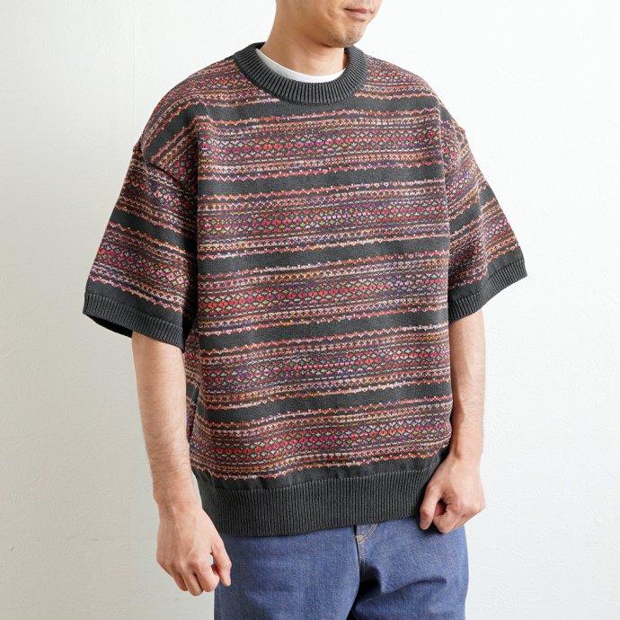 reverve / RV23S002 - GRAY 半袖コットンフェアアイルニットプルオーバー グレー | crepuscule | 05