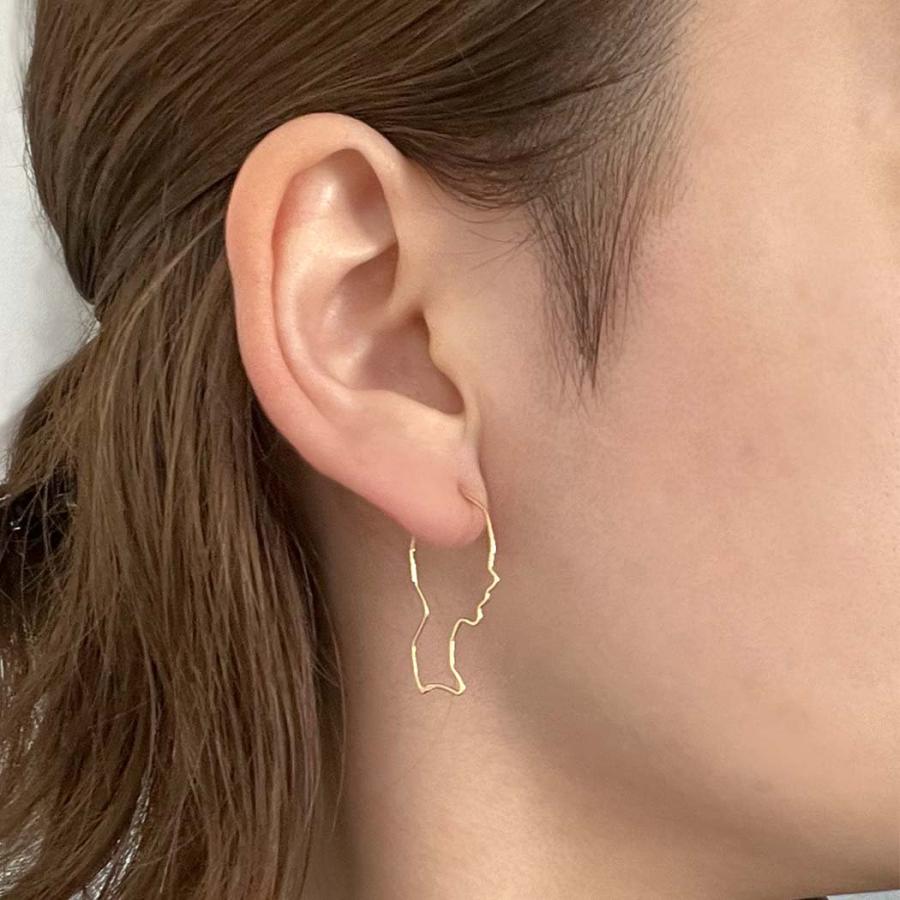 【廃番商品】hirondelle et pepin (イロンデールエペパン) / k18 hp-23fw-676 forme シルエット フープピアス - FAMALE (片耳タイプ) | hirondelle | 04