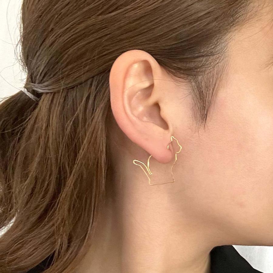 【廃番商品】hirondelle et pepin (イロンデールエペパン) / k18 hp-23fw-677 forme シルエット フープピアス - CAT (片耳タイプ) | hirondelle | 06