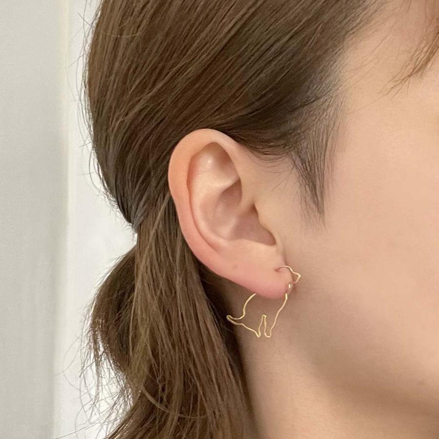 【廃番商品】hirondelle et pepin (イロンデールエペパン) / k18 hp-23fw-678 forme シルエット フープピアス - DOG (片耳タイプ) | hirondelle | 05