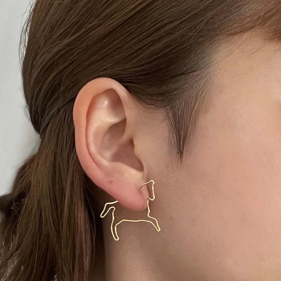 【廃番商品】hirondelle et pepin (イロンデールエペパン) / k18 hp-23fw-679 forme シルエット フープピアス - HORSE (片耳タイプ) | hirondelle | 04