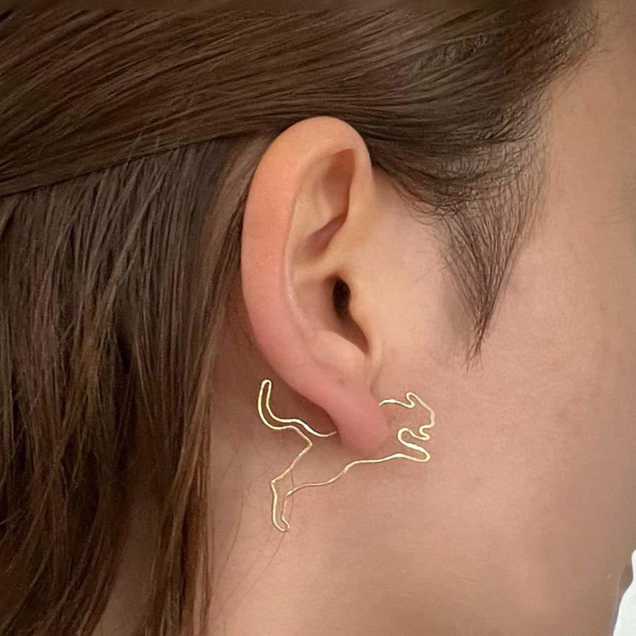 【廃番商品】hirondelle et pepin (イロンデールエペパン) / k18 hp-23fw-680 forme シルエット フープピアス - LEOPARD (片耳タイプ) | hirondelle | 04