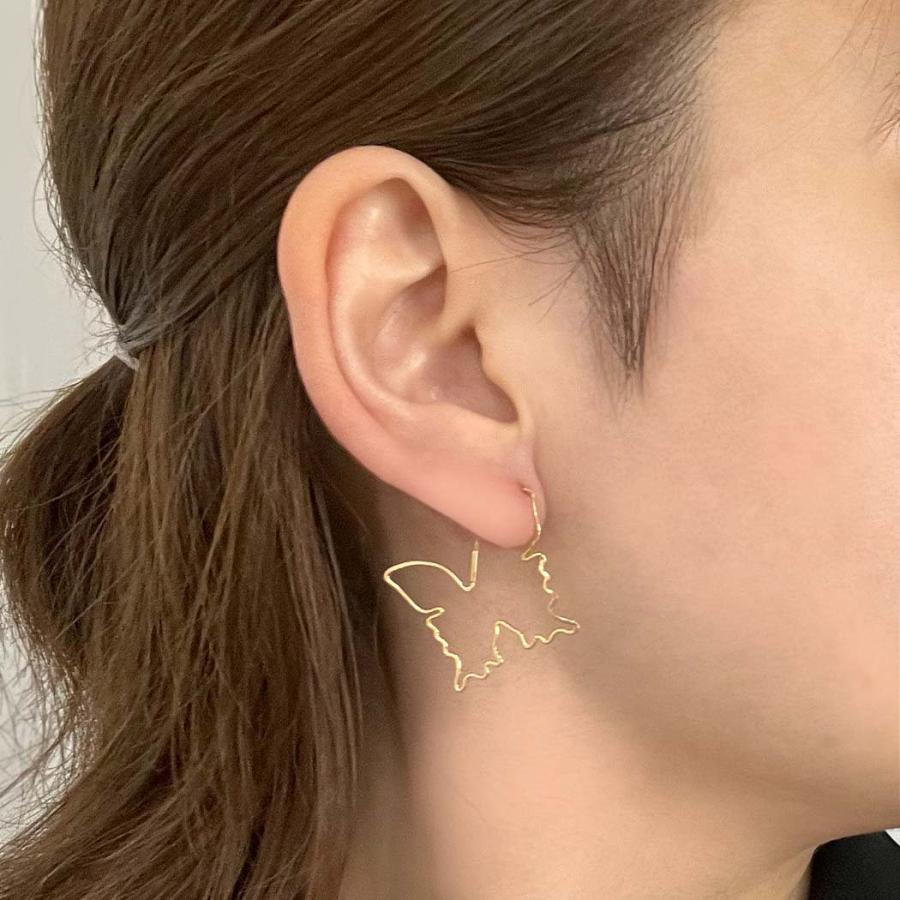 【廃番商品】hirondelle et pepin (イロンデールエペパン) / k18 hp-23fw-681 forme シルエット フープピアス - BUTTERFLY (片耳タイプ) | hirondelle | 05