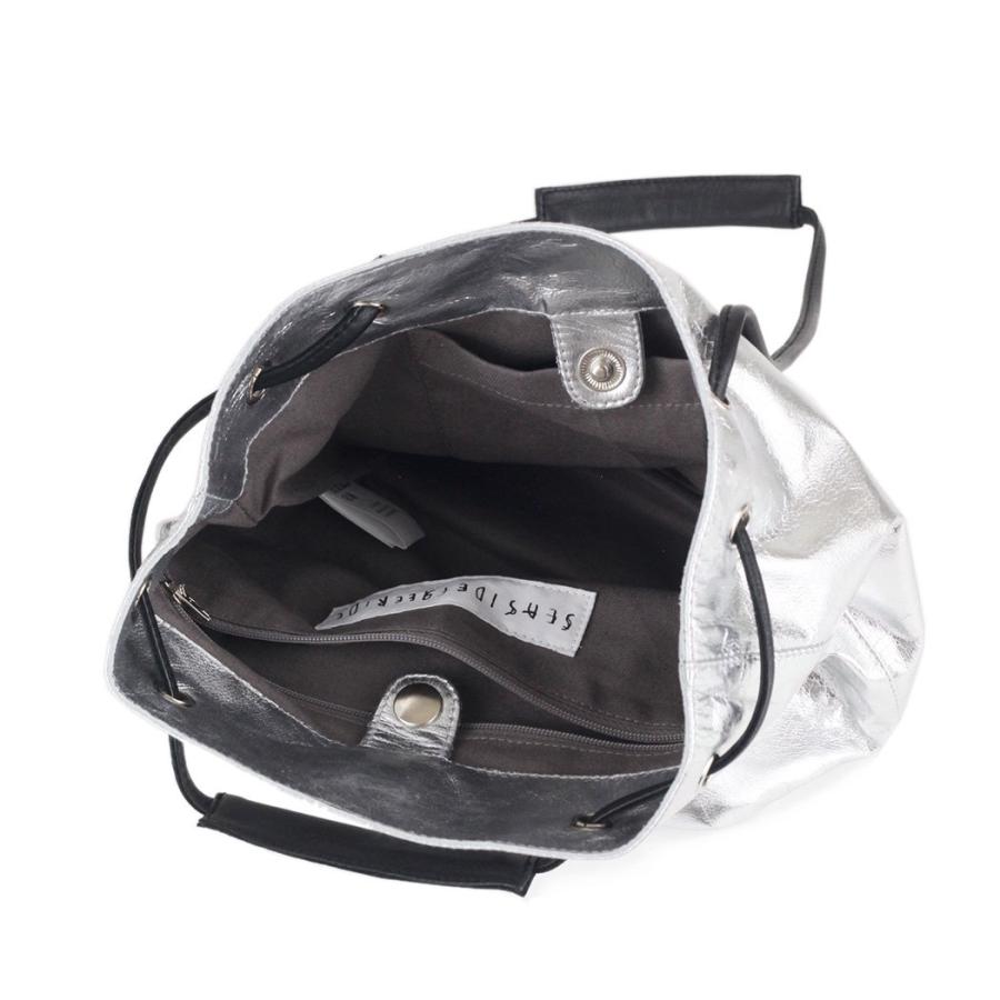 SEASIDE FREERIDE シーサイドフリーライド 17B-NS-SFR-1415 SPML NID BAG MLL メタリック 2way 巾着バッグ - シルバー × ブラック ミニバッグ ショルダーバッ… | seaside freeride | 04