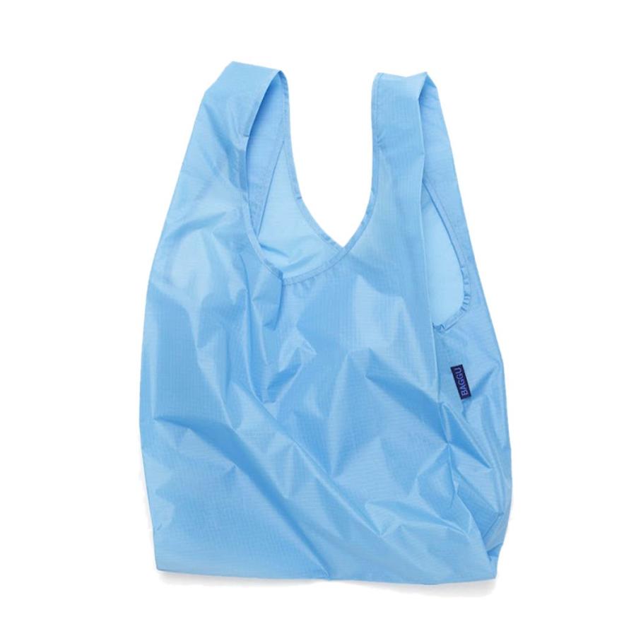 BAGGU バグー エコバッグ  ソフトブルー100%リサイクルナイロン STANDARD スタンダード サイズ 大きい 大容量 ショルダー 洗濯可能 折り畳み コンパクト 軽量 … | ブルー（ファッション）