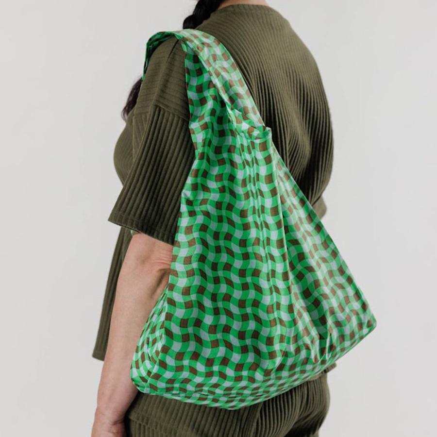 BAGGU (バグゥ) / STANDARD エコバッグ - 100%リサイクルナイロン - ウェービーギンガムグリーン | BAGGU | 01