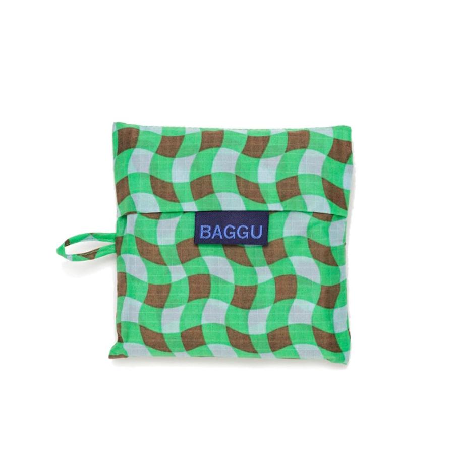BAGGU (バグゥ) / STANDARD エコバッグ - 100%リサイクルナイロン - ウェービーギンガムグリーン | BAGGU | 03