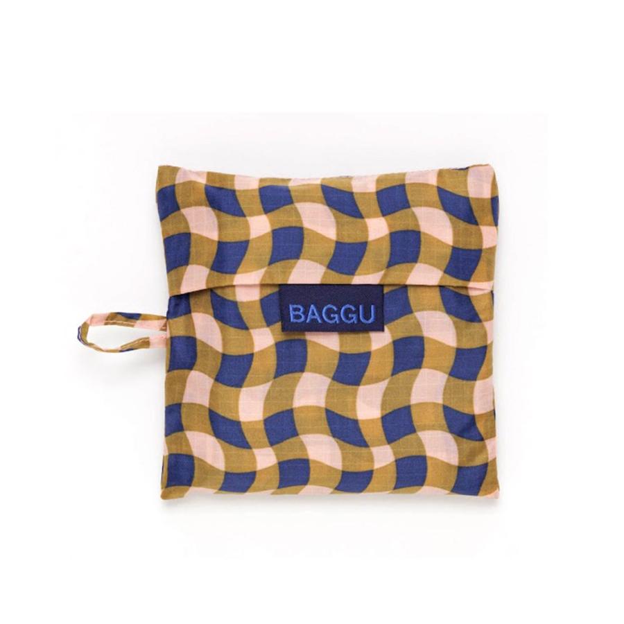 BAGGU バグー エコバッグ  ウェービーギンガムピーチ100%リサイクルナイロン STANDARD スタンダード サイズ 大きい 大容量 ショルダー 洗濯可能 折り畳み コン… | BAGGU | 03