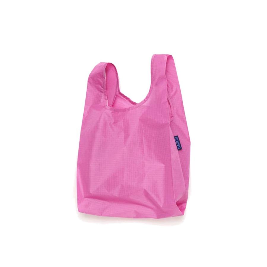 BAGGU バグー エコバッグ  ブライトピンク100%リサイクルナイロン BABY 無地 ベビー 洗濯可能 折り畳み コンパクト 軽量 ミニ コンビニ レジ袋型 入園 入学 準… | BAGGU