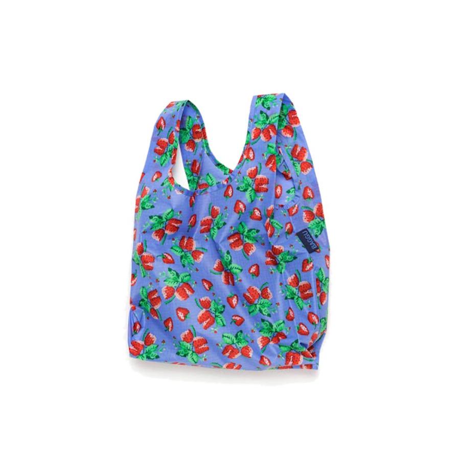 BAGGU バグー エコバッグ  ワイルドストロベリー100%リサイクルナイロン BABY ベビー 柄 洗濯可能 折り畳み コンパクト 軽量 ミニ コンビニ レジ袋型 入園 入… | BAGGU