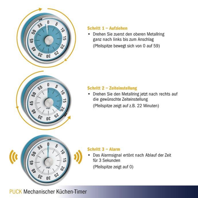 TFA Dostmann ドストマン / Analogue kitchen timer PUCK 38.1028 ステンレス製アナログキッチンタイマー 全2色 ホワイト ブラック | TFA Dostmann | 12
