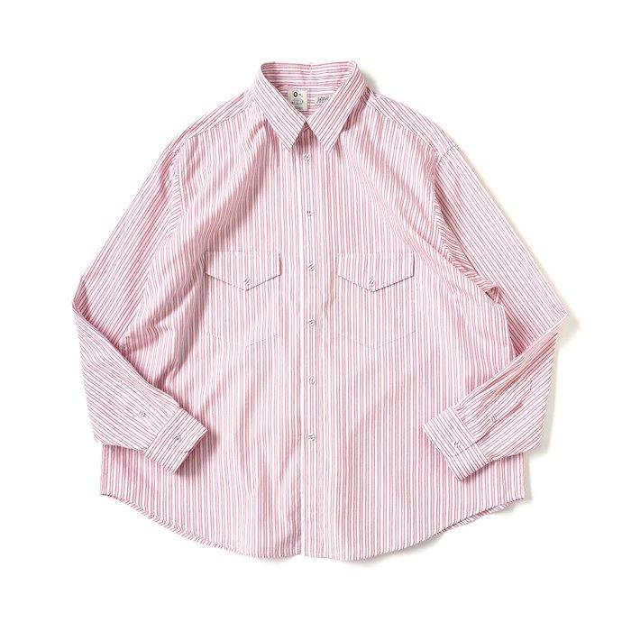 O-（オー） O-（オー）/ F.F. SHIRT - Pink ST O-UL-06 ストライプシャツ 0-cho-rui-lab レイチョウルイラボ ポイント 消化 デッドストック生地 | オー