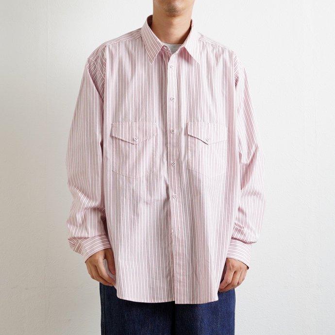 O-（オー） O-（オー）/ F.F. SHIRT - Pink ST O-UL-06 ストライプシャツ 0-cho-rui-lab レイチョウルイラボ ポイント 消化 デッドストック生地 | オー | 12