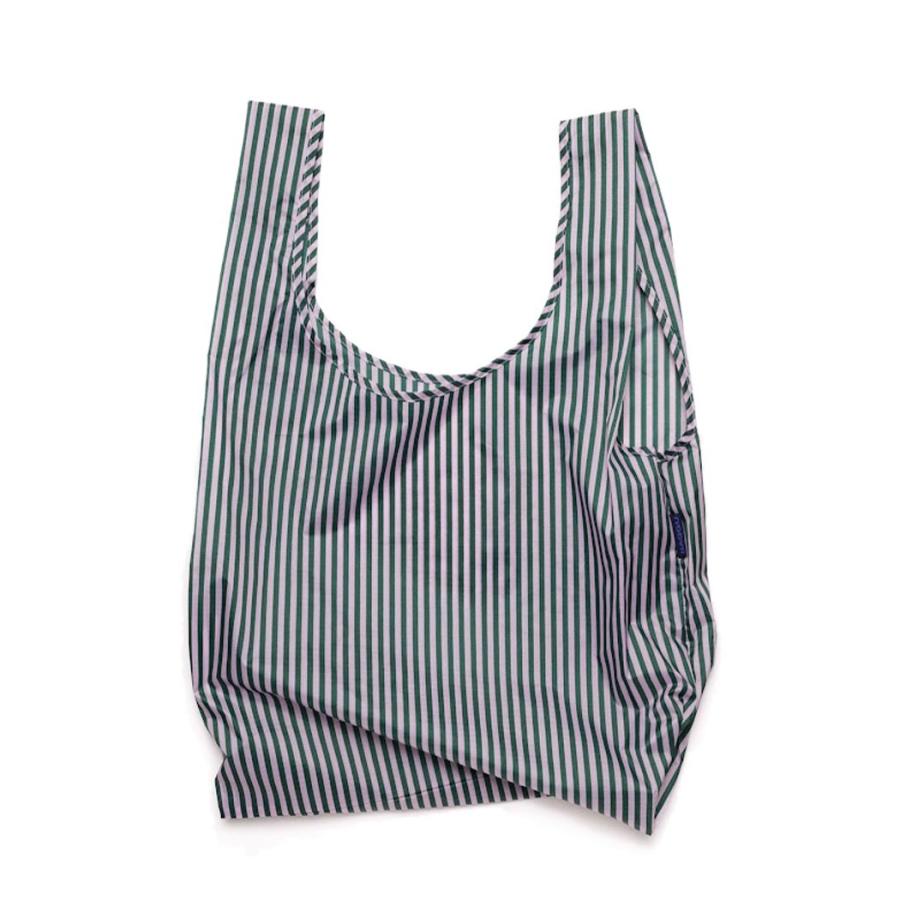 BAGGU バグー エコバッグ ストライプ ライラックパープル×グリーン 100%リサイクルナイロン STANDARD スタンダード サイズ 大きい 大容量 ショルダー 洗濯可… | BAGGU