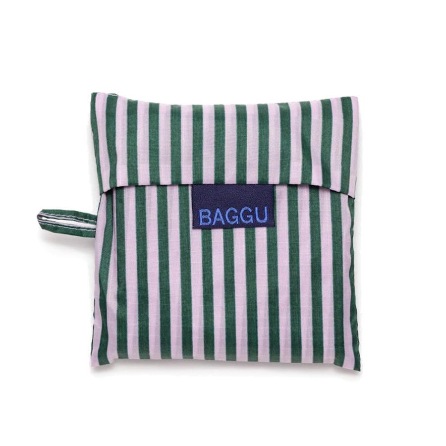BAGGU バグー エコバッグ ストライプ ライラックパープル×グリーン 100%リサイクルナイロン STANDARD スタンダード サイズ 大きい 大容量 ショルダー 洗濯可… | BAGGU | 03