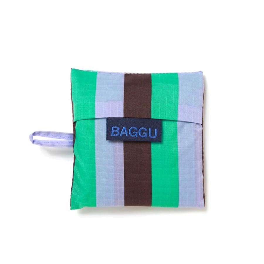 BAGGU バグー エコバッグ BABY 90s ストライプ ミント×ブラウン 正規品 サブバッグ ジム用 お買い物 マザーズバッグ コンパクト 折りたたみ 洗濯可能 マチ広 … | BAGGU | 03