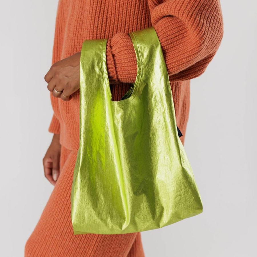 BAGGU バグー エコバッグ BABY メタリック ライムグリーン 正規品 サブバッグ ジム用 お買い物 マザーズバッグ コンパクト 折りたたみ 洗濯可能 マチ広 無地 … | BAGGU | 02