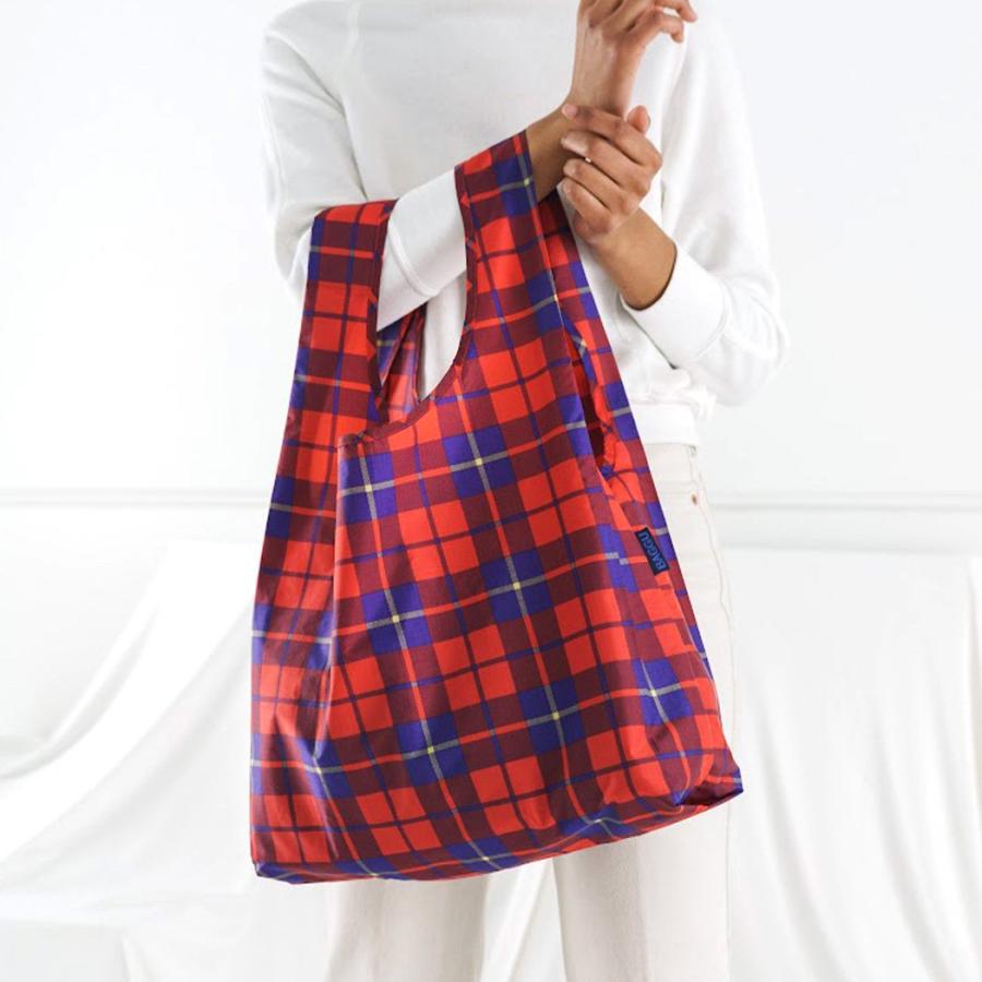 BAGGU バグー エコバッグ タータンレッド 日本限定モデル チェック 100%リサイクルナイロン STANDARD スタンダード サイズ 大きい 大容量 ショルダー 洗濯可能… | BAGGU | 03