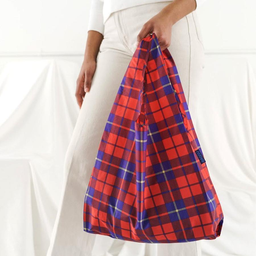 BAGGU バグー エコバッグ タータンレッド 日本限定モデル チェック 100%リサイクルナイロン STANDARD スタンダード サイズ 大きい 大容量 ショルダー 洗濯可能… | BAGGU | 05