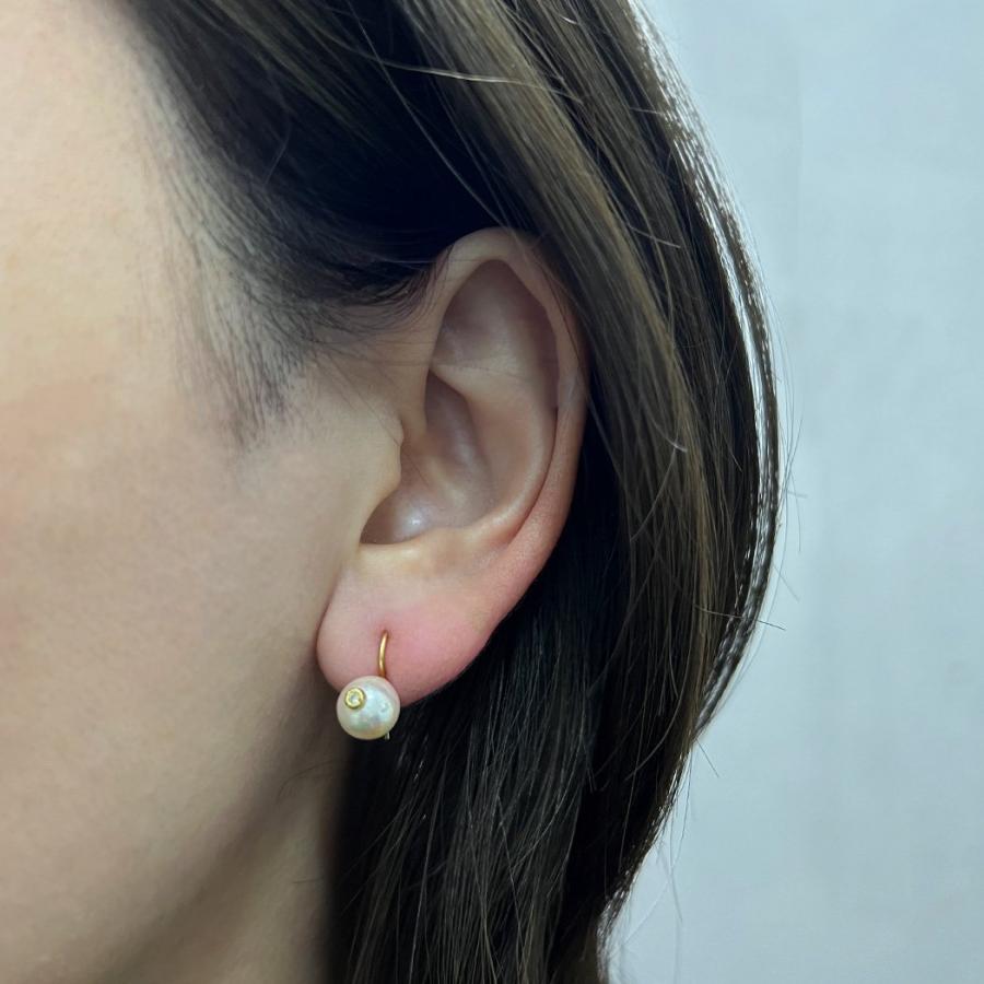 【廃番商品】hirondelle et pepin  / k18 hp-24ss-685 マルシェ・オ・ピュス パール ピアス (片耳タイプ) | hirondelle | 05