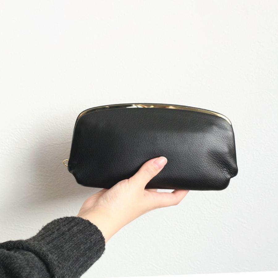 POMTATA ポンタタ P2931 RAC FRAME PURSE LONG ガマグチ ロング ウォレット ブラック 123-1711 長財布 レザー 本革 日本製 無地 黒 がまぐち がま口 | POMTATA