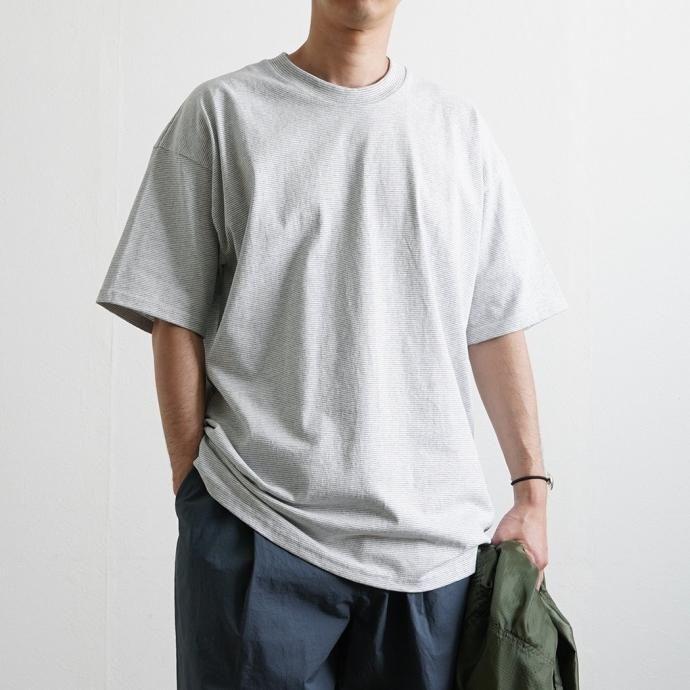 CalCru / Micro-Stripe Tee - Navy マイクロボーダーTシャツ ネイビー | CalCru | 04