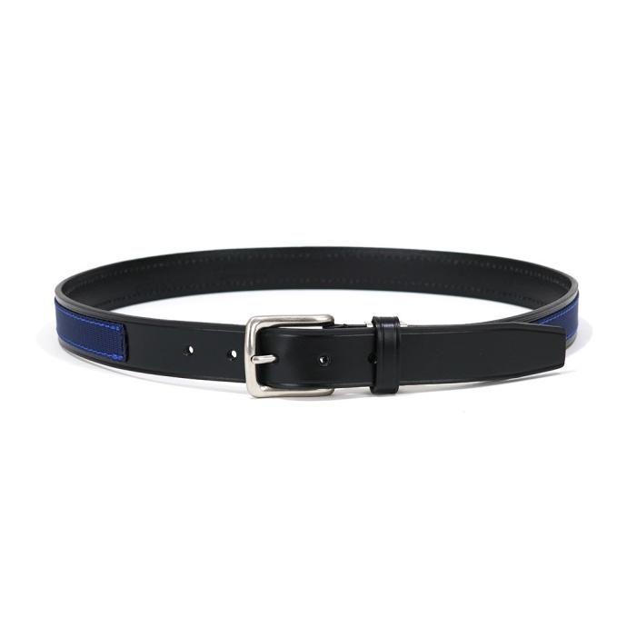 DG THE DRY GOODS / ONE UNIFORM BELT with Webbing レザーベルト ブラック／ネイビー | SADO | 01