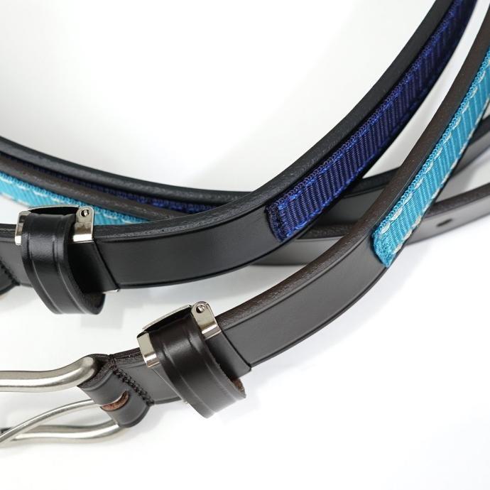 DG THE DRY GOODS / ONE UNIFORM BELT with Webbing レザーベルト ブラック／ネイビー | SADO | 05