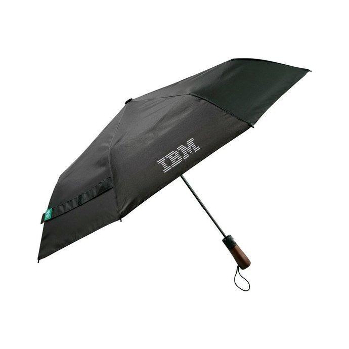 IBM / RPET Auto Open Umbrella オフィシャル IBMロゴ 折りたたみ傘 ブラック | IBM