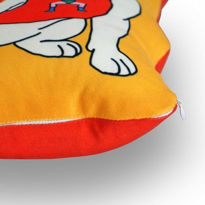The Enjoy C&D Club Cushion - Dog/Orange ドッグ オレンジ 犬イラストクッション | DETAIL | 02