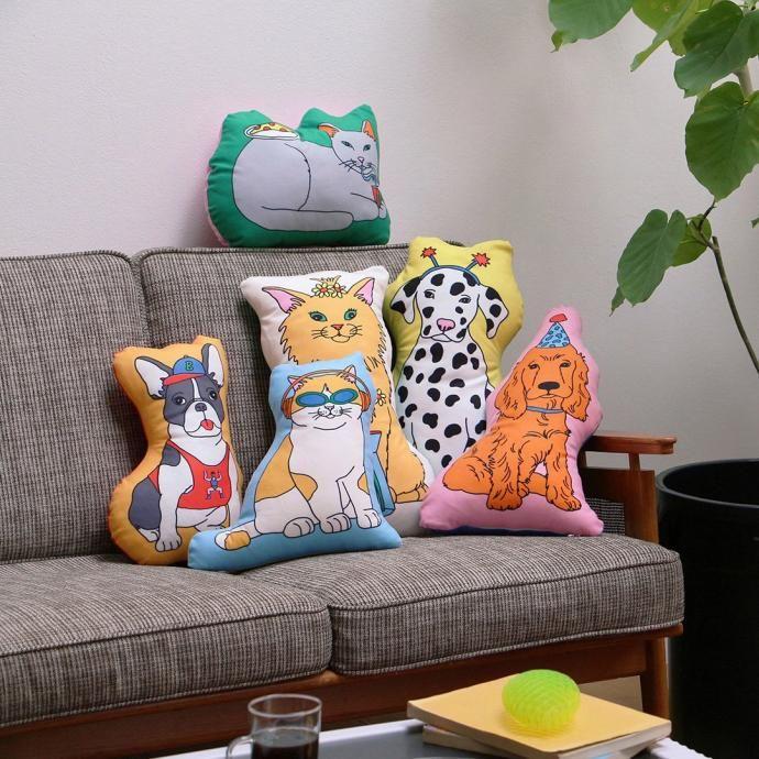 The Enjoy C&D Club Cushion - Dog/Orange ドッグ オレンジ 犬イラストクッション | DETAIL | 07