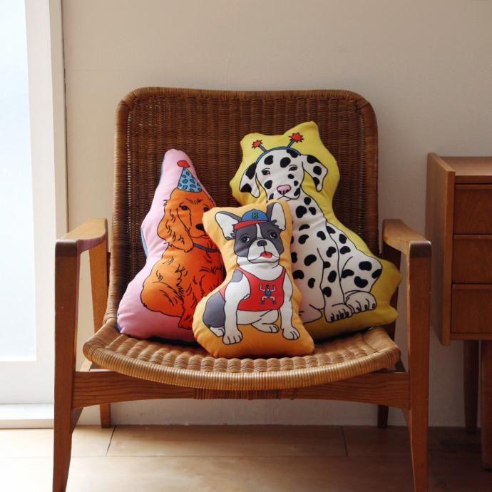 The Enjoy C&D Club Cushion - Dog/Orange ドッグ オレンジ 犬イラストクッション | DETAIL | 08
