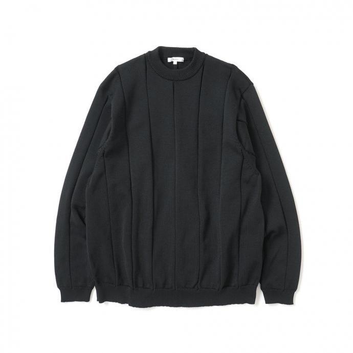 kontor / ELASTIC YARN RIB KNIT - BLACK リブニット クルーネックセーター KON-KN01243 | 