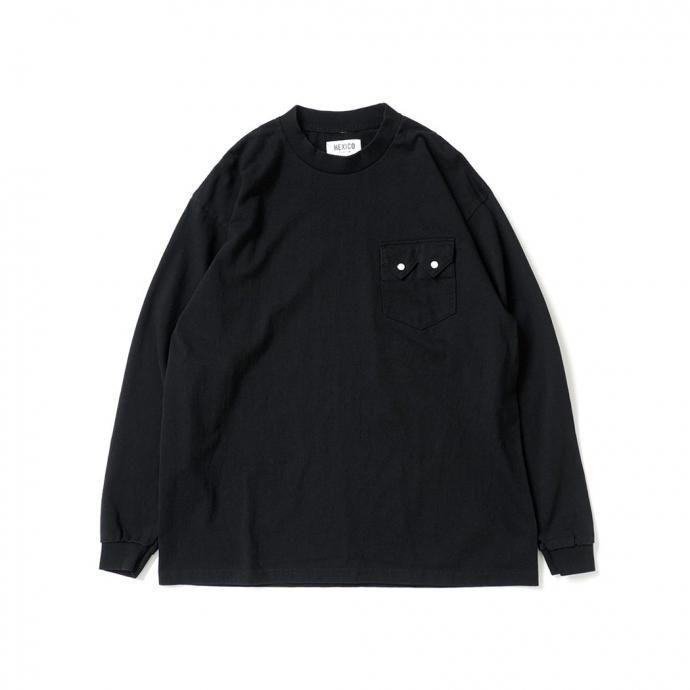 Hexico / CUSTOM SAWTOOTH STONE WASH HEAVY WEIGHT COTTON FABRIC MADE IN U.S.A. リメイク長袖Tシャツ ブラック | Hexico